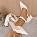 Fashionable Versatile Women's Shoes Summer Chunky Heel Buckle Pointed Toe Solid Color Comfortable Skirts Wear_vogvips.com