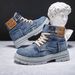 Men's Shoes Large Size 48 Men's Shoes New High Top Sneakers Denim Casual Versatile Workwear Martin Trendy Shoes_vogvips.com