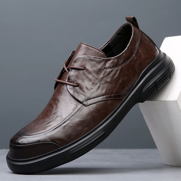 Suitable For All Seasons 2025 Spring New Genuine Leather Business Breathable Casual Men's Comfortable Slip-On Dad Shoes_vogvips.com