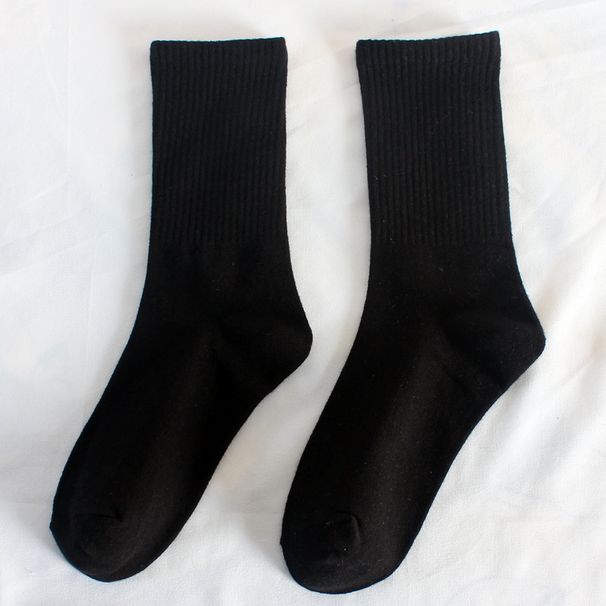 High Elastic Female Socks Student Black And White Mid-tube Socks Sports Wicking Cotton Socks Casual Solid Color Long Socks Female_vogvips.com
