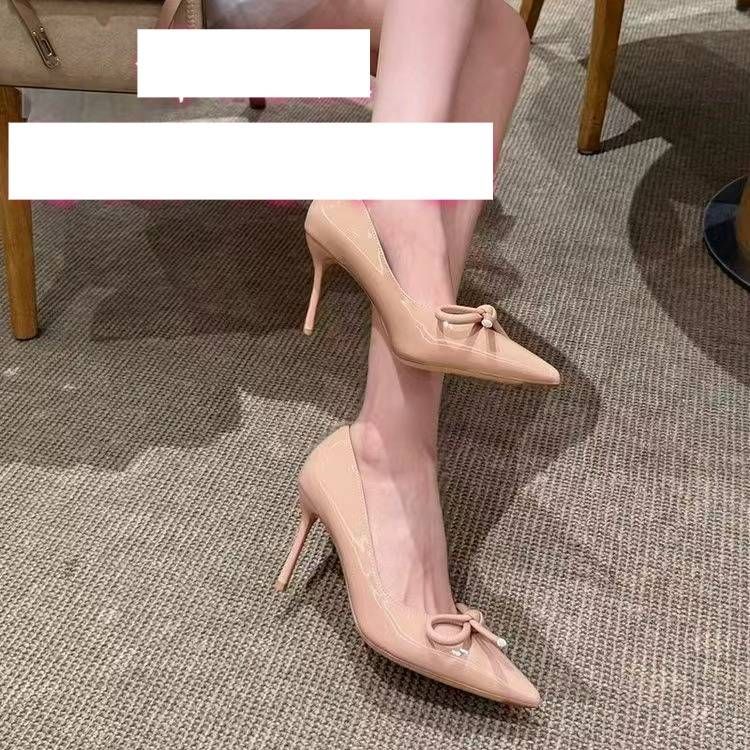 Women's Chic Pointed-Toe Patent Leather High Heels With Bow Detail For Office And Evening Wear Stiletto Heels Sexy Professional Commuter Shoes Summer_vogvips.com