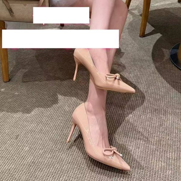 Women's Chic Pointed-Toe Patent Leather High Heels With Bow Detail For Office And Evening Wear Stiletto Heels Sexy Professional Commuter Shoes Summer_vogvips.com