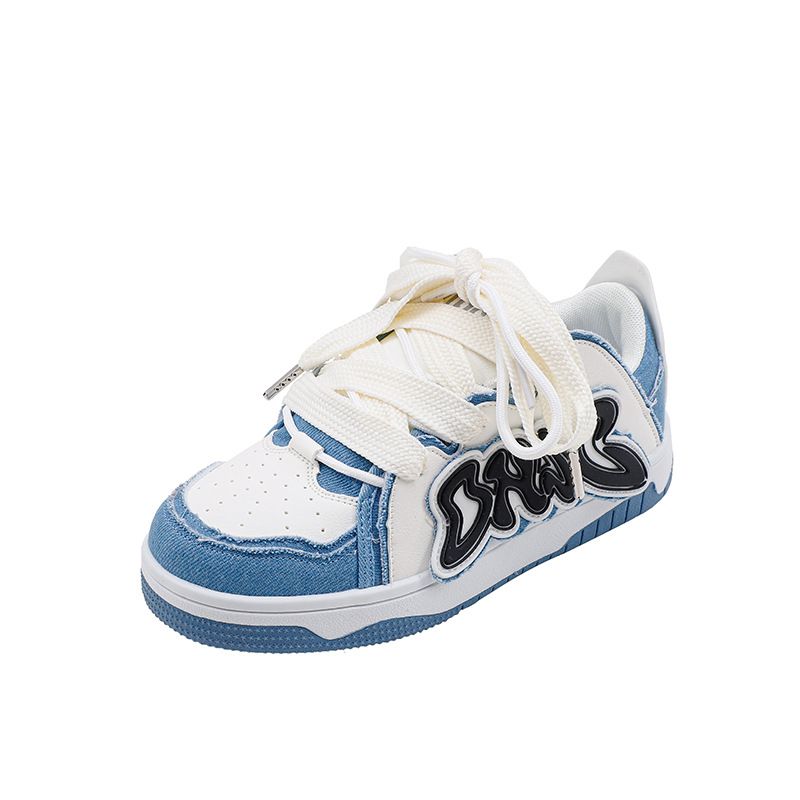 White Deer Shoes Letter Stitching Casual Denim Style Women Autumn New Men And Couples Low Top Sneakers On Behalf Of_vogvips.com