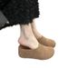 Women's Casual Woven Slippers Hidden Height Increase 7cm Thick Soled Birken Sandals Hollow out Closed Toe Spring Summer_vogvips.com