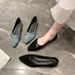 Flat Black Work Shoes Women's Leather Shoes Pointed And Comfortable Professional Shallow Mouth Low Heel Work Shoes_vogvips.com