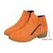 2025 New Short Side Zipper Square Heel Pointed Toe Women's Large Size Martin Boots_vogvips.com