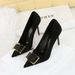 825-K57 Fashion High Slim Heels Shallow Mouth Pointed Suede Metal Buckle Decorative Single Shoes Women's_vogvips.com