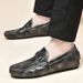 Men's Polka Dot Embossed Heightening Beanie Shoes Casual Overshoes Driving Leather_vogvips.com