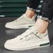 Spring New White Leather Sneakers Trendy Versatile Men's Non-Slip Sports Trend Shoes_vogvips.com