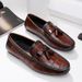 Euro Step Guangzhou Tassel Genuine Casual Loafers Men's Youth British Style Slip-On Leather Shoes_vogvips.com