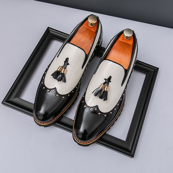 New Fashion Men's British Black Business Casual Loafer Shoes Daily Driving Office Leather Shoes One Foot Pedal Lazy Brown Banquet Dress Wedding Men's_vogvips.com