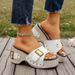 Women's Shoes Large Size 43 Square Heel Thick Sole Heightening Style One Strap Sandals Summer Buckle Rivet Women's Shoes_vogvips.com