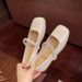 Spring And Autumn Fashion Versatile Small Leather Shoes French Fairy Wind Water Diamond Mary Jane Shoes Shallow Mouth Flat Bottom_vogvips.com