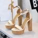 Women's Elegant Strappy Open-Toe High Heel Sandals With Chunky Heel & Platform Black Brown White Sizes 34-40 Super High Heel Waterproof Platform Shoes_vogvips.com