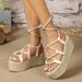 Women's Shoes Ladies Summer Fashion New Niche Strappy Lace Up Platform Sandals_vogvips.com