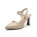 Elegant Sandals For Women Summer 2025 New Style Chunky Mid Heel Soft Leather One Strap Closed Toe Fashion Women's High_vogvips.com