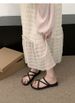 2025 New French Retro Small Metal Toe Women's Summer Home And Outdoor Fashion Versatile Flat Beach Sandals_vogvips.com
