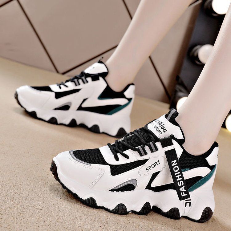 Dad Shoes Women's Platform Mesh Heightening Little White Shoes Casual Breathable Student Sports Shoes_vogvips.com