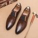 New Fashion Men's Brown Business Casual Loafer Shoes Daily Office Black Buckle Monk Men's Shoes One Foot Cover Banquet Dress Wedding Leather Shoes_vogvips.com
