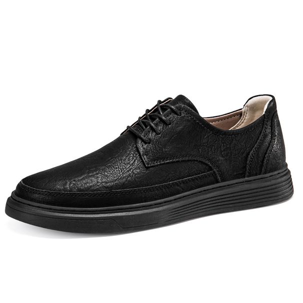 Inner Height-increasing Men's Shoes Casual Single Shoes Men's Board Shoes Genuine Leather Men's Low-top Men's Lace-up Leather Shoes_vogvips.com