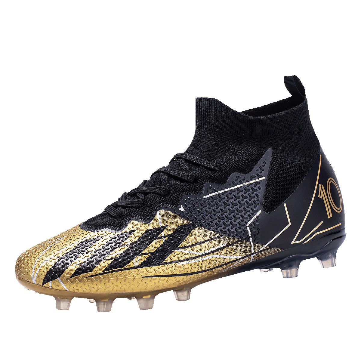 High-Top Soccer Cleats - Lightweight Breathable Football Shoes With Anti-Slip Rubber Sole For Indoor/Outdoor Training On Natural & Artificial Grass_vogvips.com