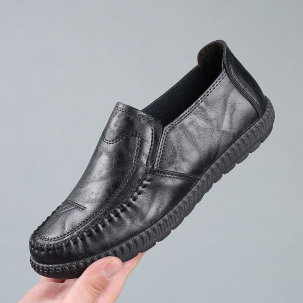 2025 New Casual Leather Breathable Spring And Autumn Slip-On Lazy Shoes Summer Loafers For Men_vogvips.com