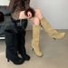 Winter Street Style Round Toe Knee-High Women Boots Punk Thin High Heels Shoes Female Long Booties Atos De Mujer_vogvips.com