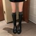 Su Yinyin~ Thick-Soled Buckle Over-the-Knee Autumn Winter New Round-Toe Color-Block High Tube Riding Boots For Women_vogvips.com