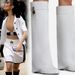Vintage Thigh-high Boots With Large Barrel Circumference And Pointed Heels With Metal Lock Wedges_vogvips.com