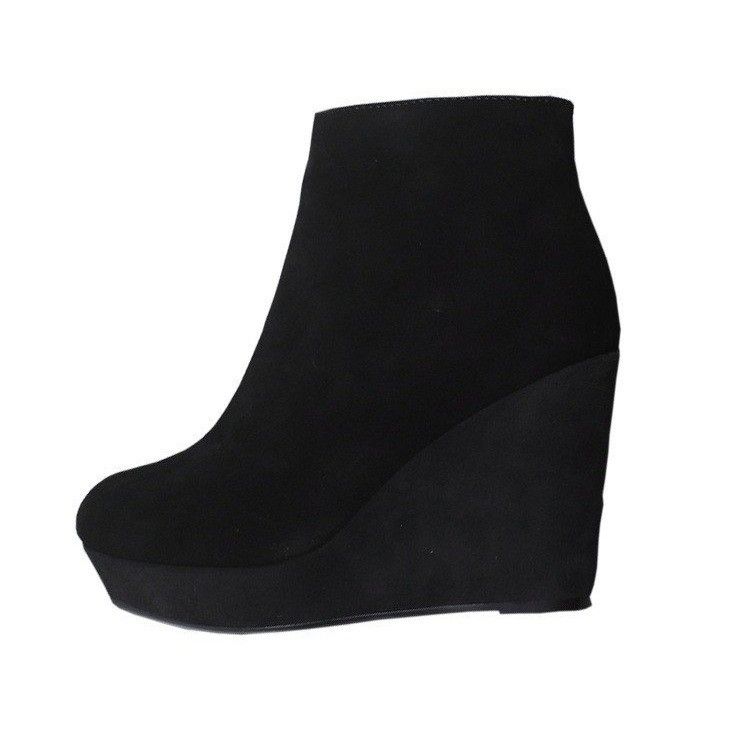 Platform Suede Wedge Heel Fashion Boots, Autumn New Style, Side Zipper, Plus Size,Short Boots_vogvips.com