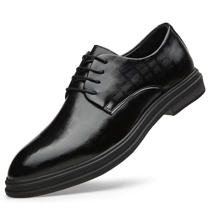Euro Step Leather Business Formal Trendy Pointed Wedding Groom Korean Style Men's Shoes_vogvips.com