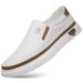 Men's Slip-On Loafers – Soft Leather Casual Shoes With Cushion Sole (Black/White)_vogvips.com