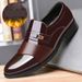Men's Winter Business Casual Leather Shoes – Slip-On Fleece-Lined Oxfords With Anti-Slip Rubber Sole For Office & Wedding Casual Wedding Shoes_vogvips.com