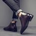 Men's Leather Pointed Single Chelsea Boots Men's High Top Leather Shoes Men's Boots Low Top_vogvips.com