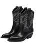 Cai Wenjing Style Pointed Toe Chunky Heel Western Cowboy For Women 2025 Autumn Winter Color Block Short Boots Versatile_vogvips.com