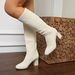 Winter Women's Flyknit High Heeled Fashion Boots New Plus Size Chunky Heel Slimming Breathable Elastic Slim Fit Shoes_vogvips.com