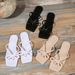 Women's Flip-toe Bow Beach Square Head Flat Crystal Flip-flops_vogvips.com