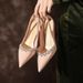 Women S Sheepskin French Rhinestone Design High Heels For Women Pointed Toe Stiletto Shallow Mouth Single Shoes Hollow_vogvips.com