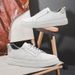 Men's Round Head Board Shoes Cowhide Surface Breathable Small Hole Casual Little White Shoes Low-top Sports Men's Shoes_vogvips.com