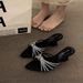 Fairy Wind Diamond Thin Strap Flip Flops Women's Summer Outwear 2026new Pointed Toe Wedge Heel Elegant Sandals_vogvips.com