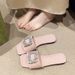 Foreign Trade Plus-size Women's Shoes 2025 Summer New Style Rhinestone Square-toed Slippers Wish European And American Flat For Women_vogvips.com