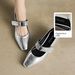 Cameido Women's Casual Shoes Beige Silver Pu 3cm Square Toe Combination Sole_vogvips.com
