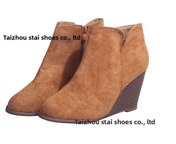 European And American Fashion Plus Size Shoes Cross-Border Trade Wedge Suede Short Women's Wish Autumn Winter New Martin_vogvips.com