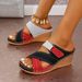 Velcro Color Matching Thick Sole Wedge Sandals Women's New Arrival Cross One-line Fish Mouth Plus Size Slippers_vogvips.com