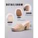 Women's Shoes Rope Wedge Thick Soled Sandals Braided Straw Rope One Strap Casual Summer Waterproof Platform High Heels_vogvips.com