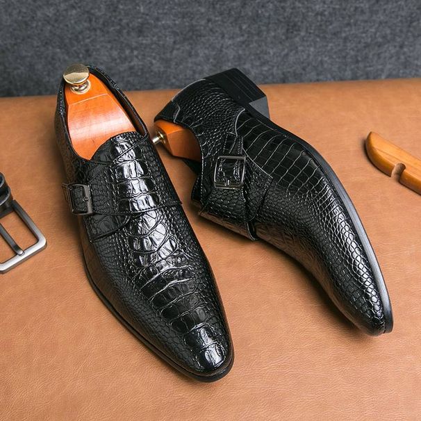 European And American Fashion New Pointed Toe Men's High Heels, Crocodile Embossed Business Formal Wear Men's Shoes Banquet Dress Wedding Leathershoes_vogvips.com
