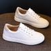 Genuine Leather White Sneaker For Women 2025 New Trendy Lace-up Fahion Veratile Style Caual Sport Board_vogvips.com