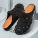 Dark Brown Suede Cut Out Closed Toe Slip On Mules Soft Cork Insole Casual Flat Clogs Slippers_vogvips.com
