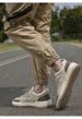 shallow Pigskin + Mesh Casual Men's Board Shoes Ront Lace-up Breathable Lat Heel Board Shoes Men's Shoes_vogvips.com