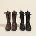 Women's Shoes New Retro Knight Short Boots Women Autumn And Winter Boots Lace Up Western Boots Niche Flat Bottom Color Matching Short Boots_vogvips.com